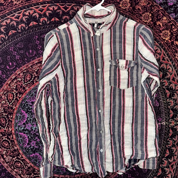 BKE Casual Button Down Shirt with Stripes - Picture 1 of 4